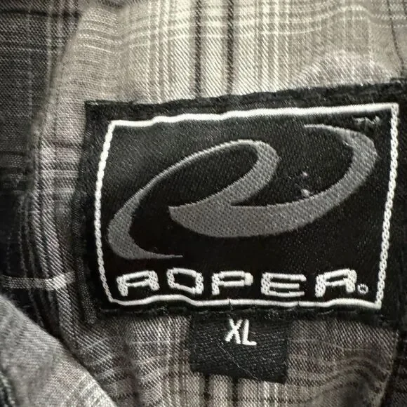 Roper Western‎ Shirt Pearl Snap Mens Embroidered Horseshoe Long Sleeve XL Cowboy - Picture 6 of 10